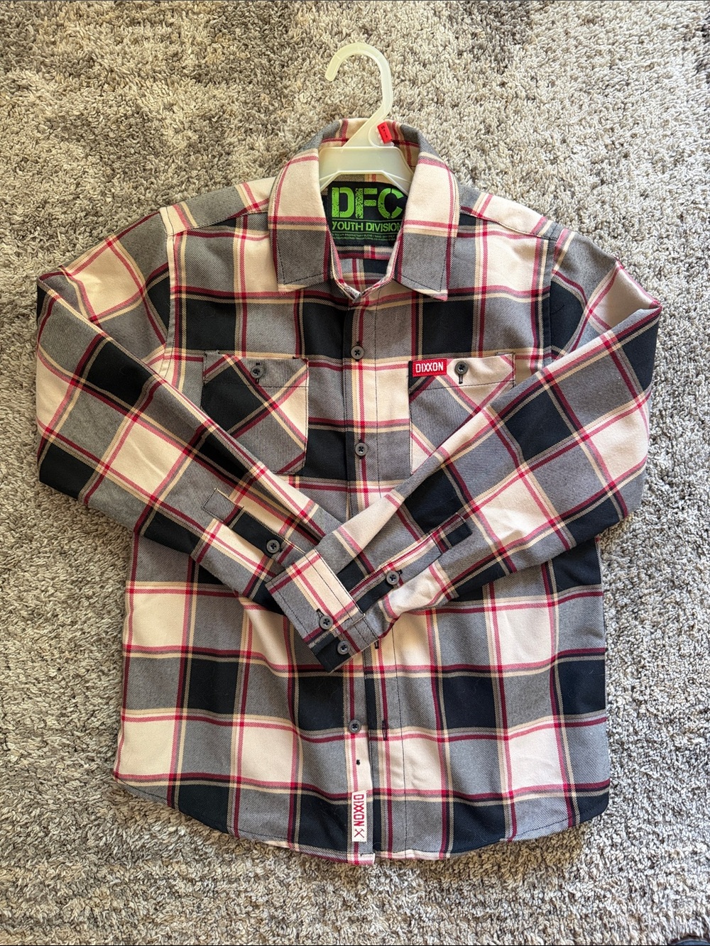 DIXXON Men's Plaid Button-Down Shirt - Gray, Black, Red